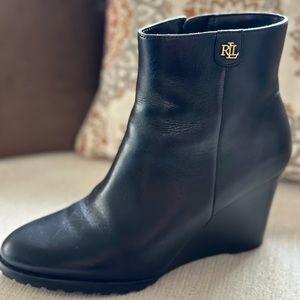 Ralph Lauren Black Wedge heel booties